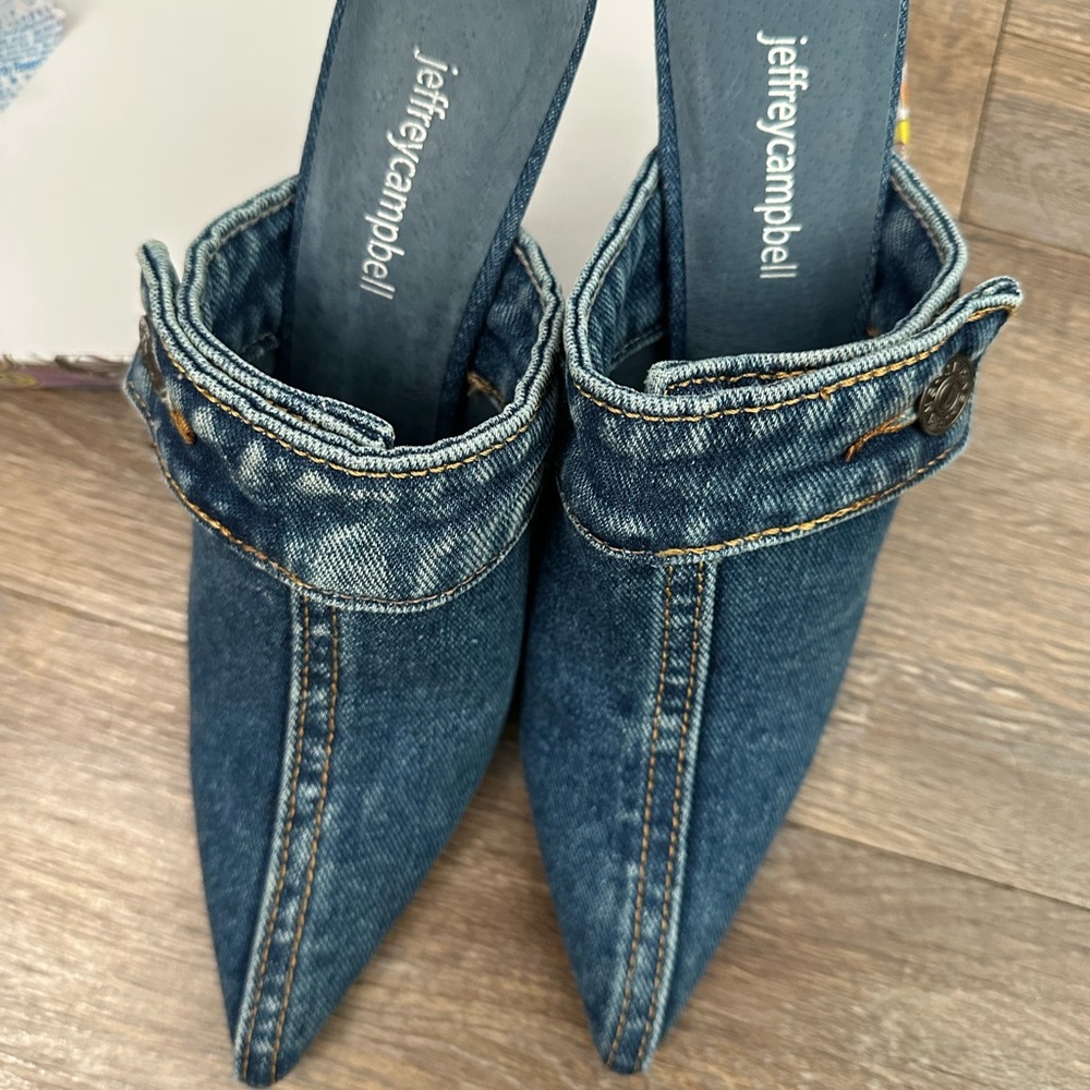 Jeffrey Campbell Blue Denim Cuffed Mules